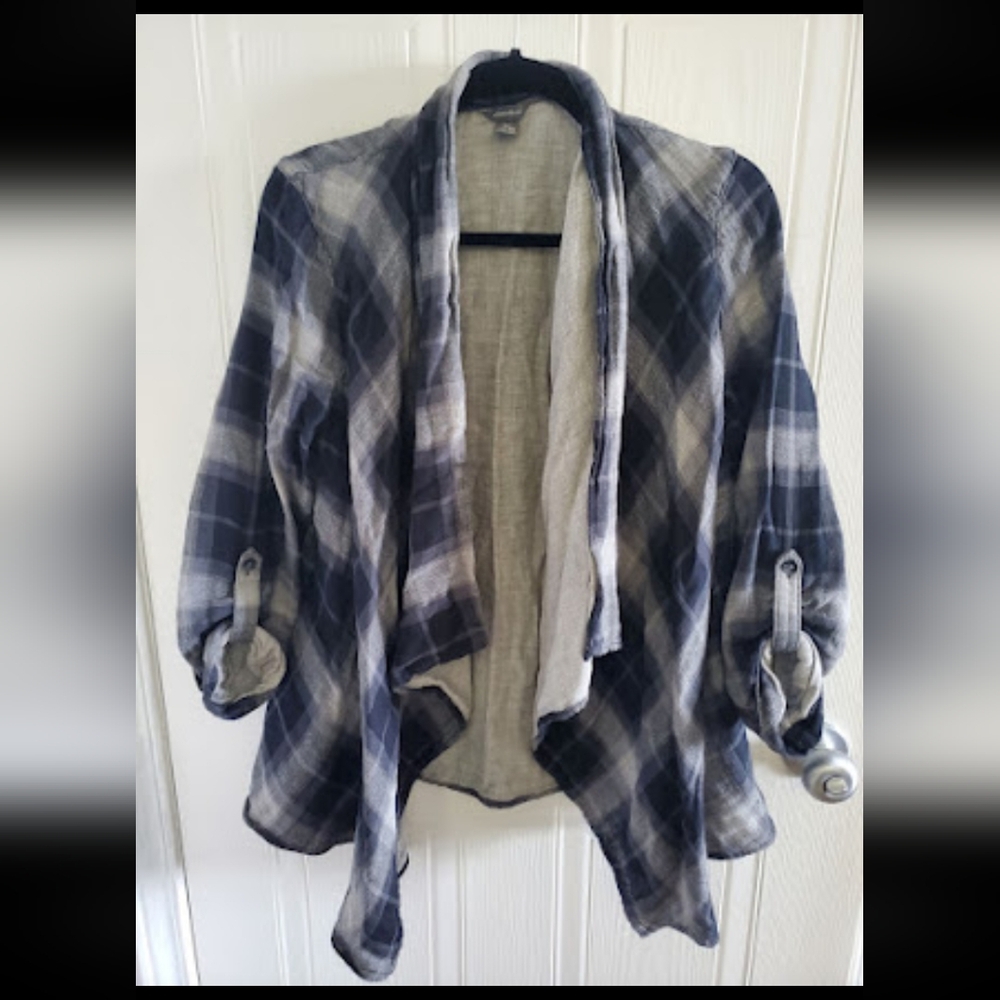 Eddie Bauer plaid shirt/ Cartigan  XS